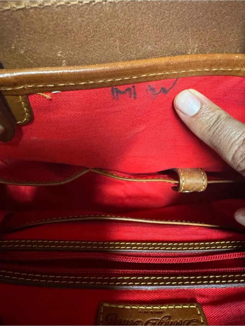Dooney & Bourke Cream Satchel with Tan Leather Trim - Picture 11 of 15